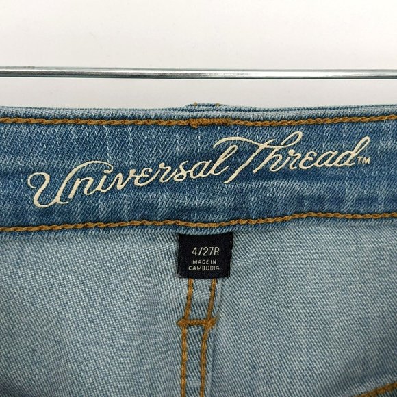 Universal Thread High Rise Skinny Crop Jeans 4 27 R Light Wash Fringe Trim Denim - Picture 2 of 13